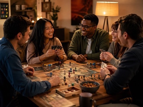 Friends gathered for game night