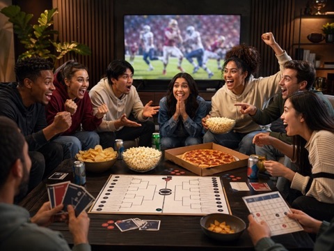 Friends playing during a watch party
