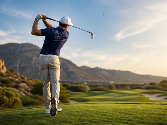 Adults playing a golf activity together on a course